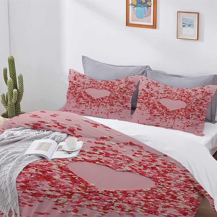 ★ 掛け布団カバー 掛け布団 カバー ピンク 210×210cm Amazon｜ピンクのハート布団カバー キング 230X210 cmあめ